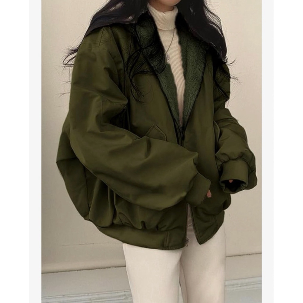 NEW Winter Hooded Fleece Puffer Reversible Long Sleeve Oversized Jacket XS - Picture 7 of 7